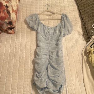 Baby blue lace up dress